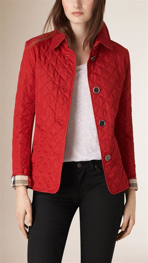 burberry red quilted jacket outfit|burberry quilted jackets for women.